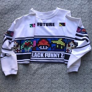 Colorful Nintendo White Cropped Sweatshirt